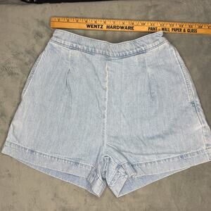 Madewell High Rise Pleated Denim Shorts Light Wash Elastic Waist | Size XS
